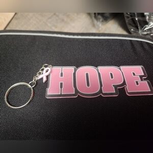 Brest Cancer "HOPE" Acrylic Keychain Silver Hardware
